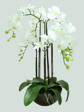 6 STEMS 75CM ARTIFICIAL ORCHID WITH BLACK POT