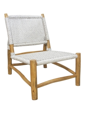 78CMH ACCENT CHAIR NATURAL/WHITE - TEAK & VIRO SYNTHETIC RAT
