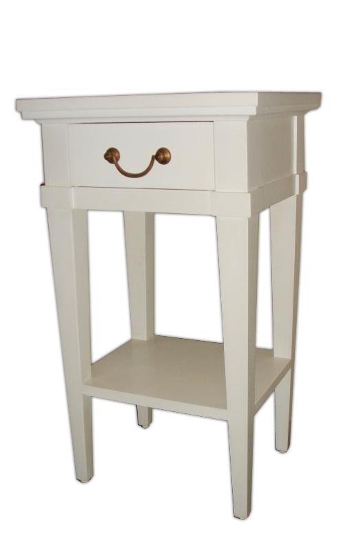 Bedside in Mahogany with 1 Drawer & Shelf with White Paint Finish