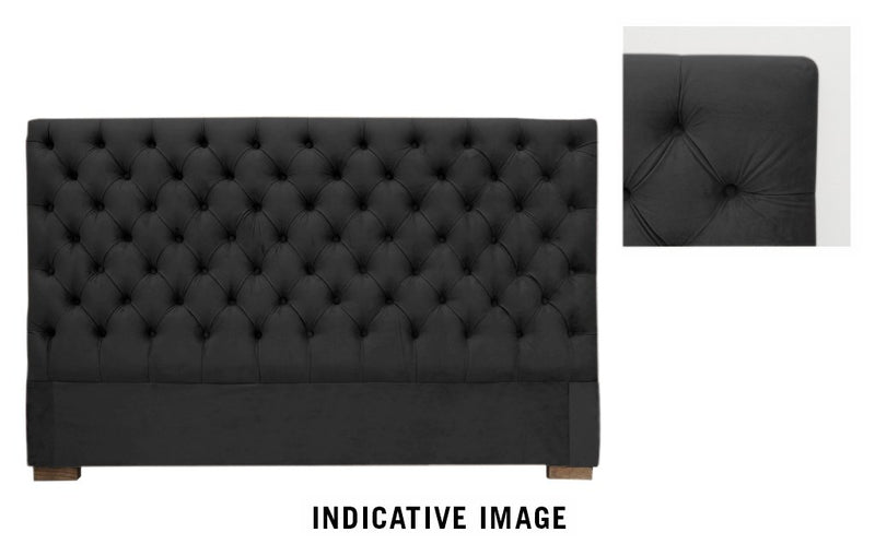 Black Velvet Headboard - King