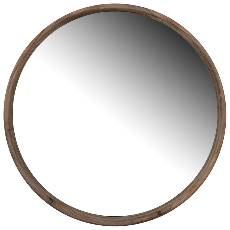 Round Wooden Wall Mirror - Large