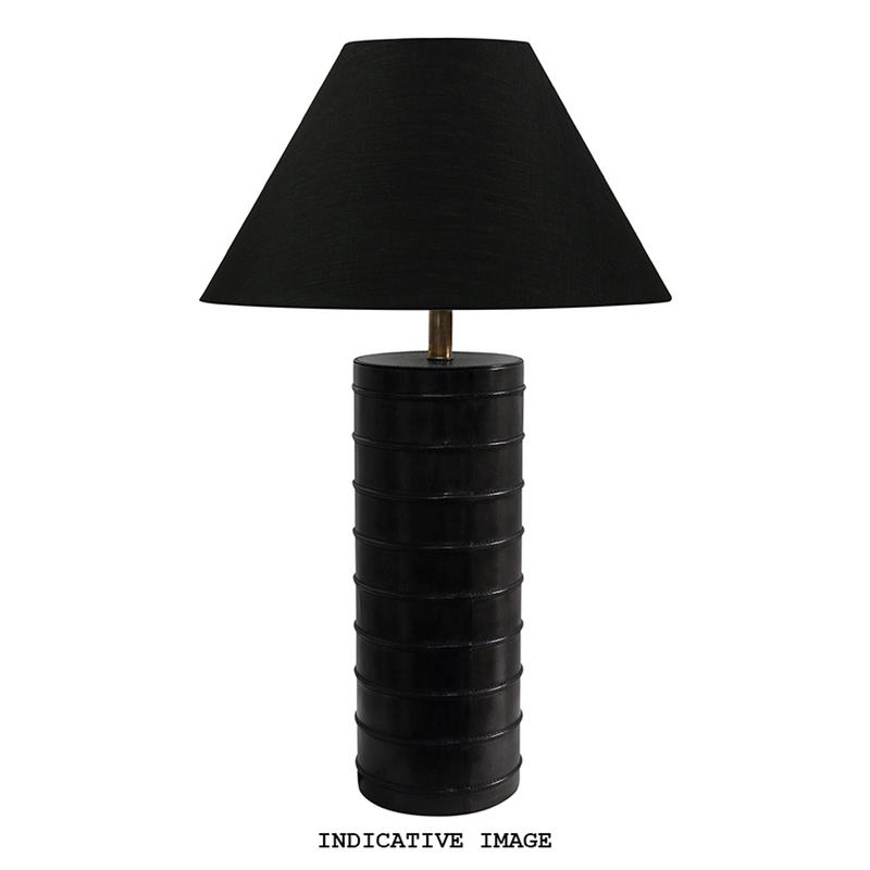 SAVOY LEATHER LAMP IN BLACK WITH RIDGES