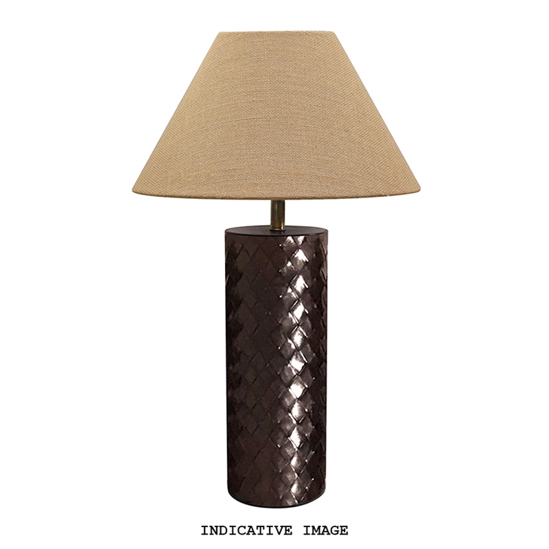 WOVEN LEATHER LAMP BASE DARK BROWN